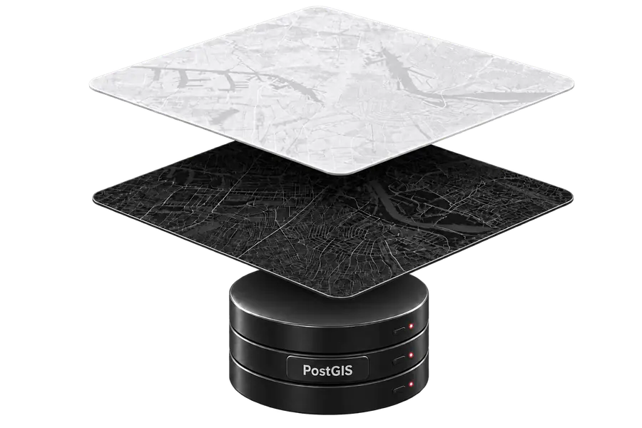 PostGIS database servers supporting layered digital maps