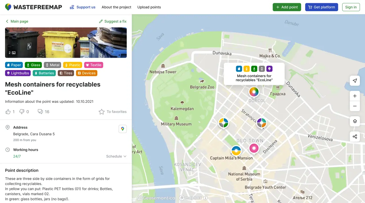 Recyclemap crowdmapping interface