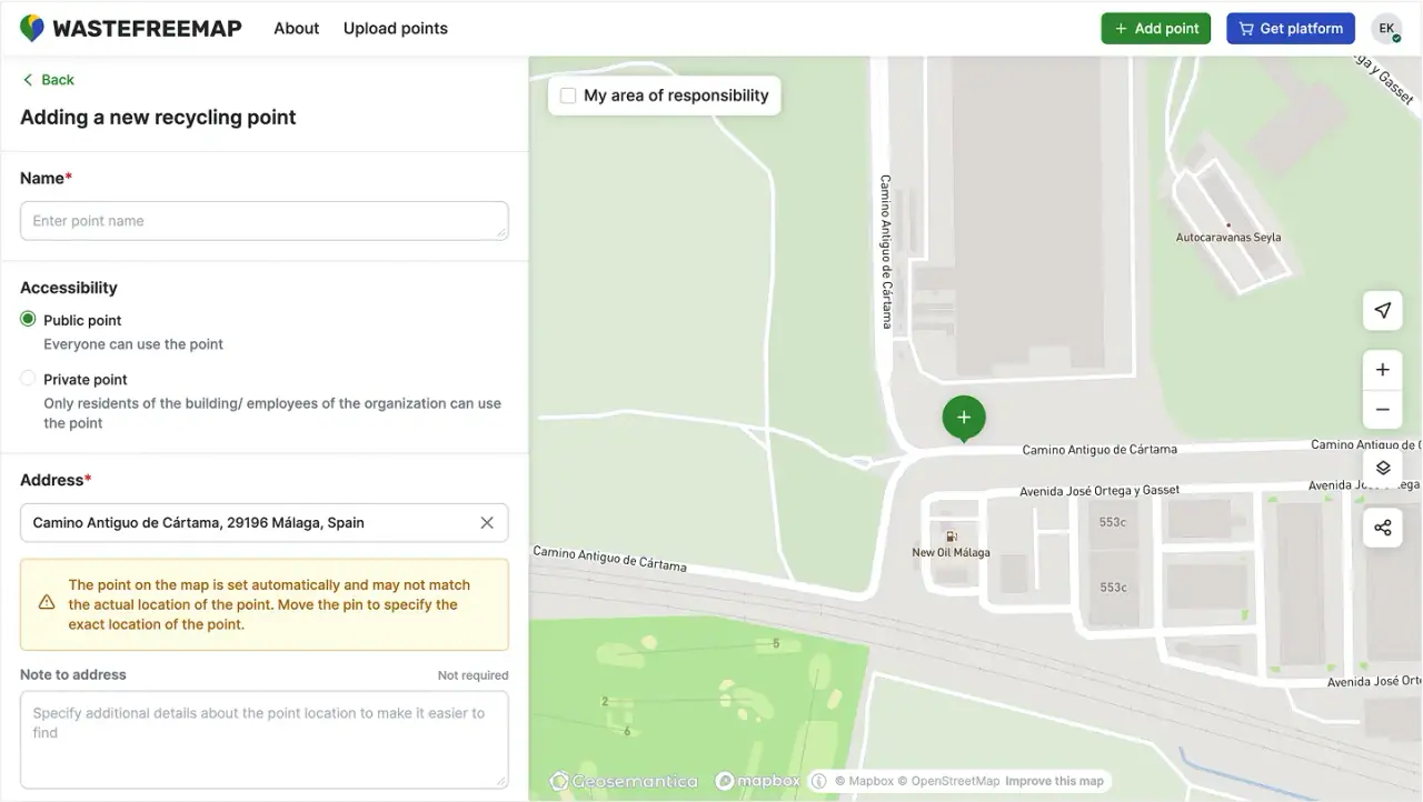 Recycling point details