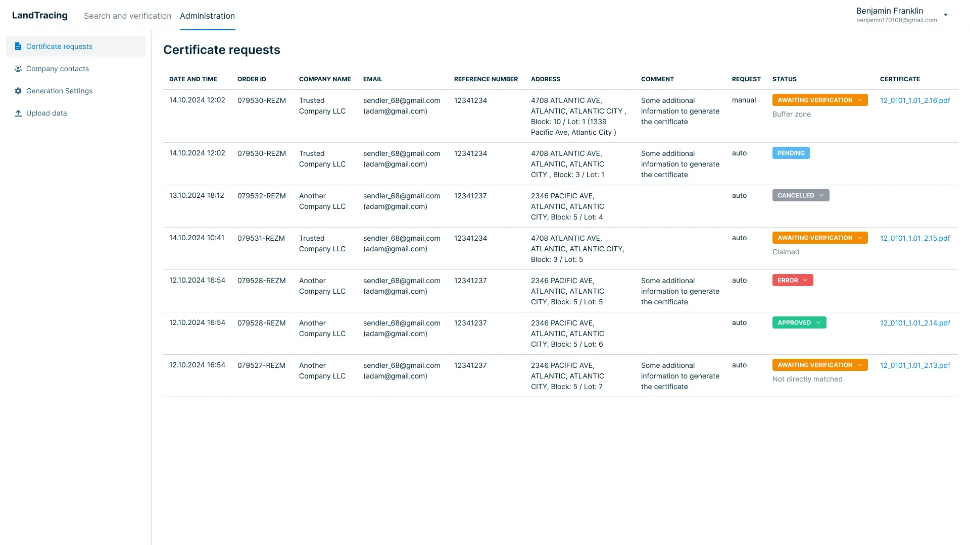 Land Certificate Automation Platform: Search, Geoprocessing, CMS — screenshot 2