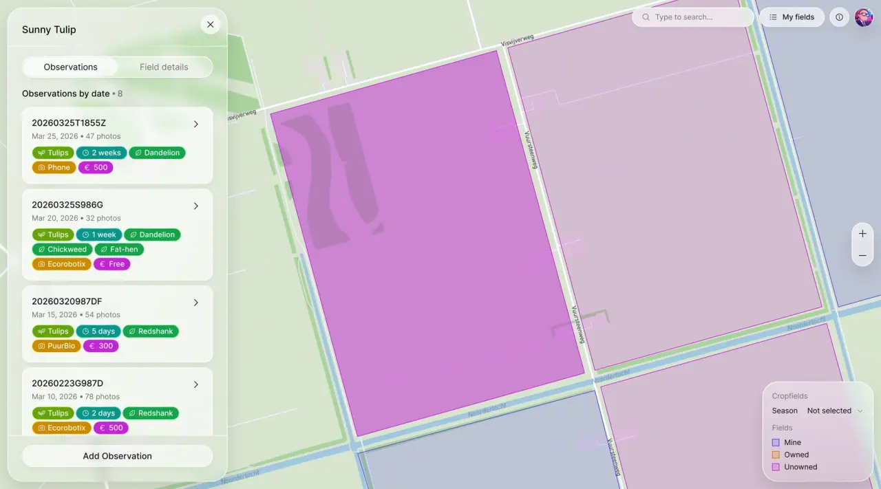 Weed Detection Image Library: Field Map, Observations & Data Ownership — screenshot 2